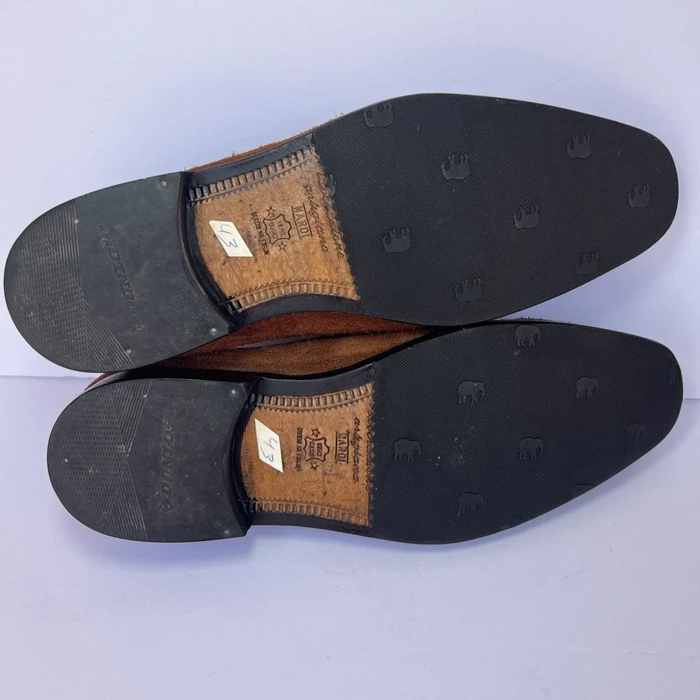 VTG Italian Suede Penny Loafers Mens 43 US 10 Brown Shaggy Handmade Nardi